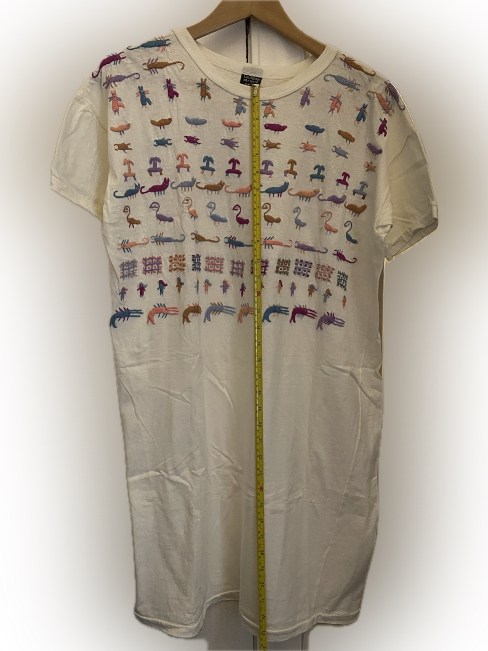 Women’s Short-Sleeve Dress/Tee with Multicolor Animal Motif